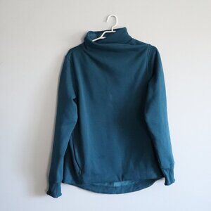 Athleta Women's Sz M Blue Cozy Karma Twist‎ Neck Relaxed Pullover Sweater Top